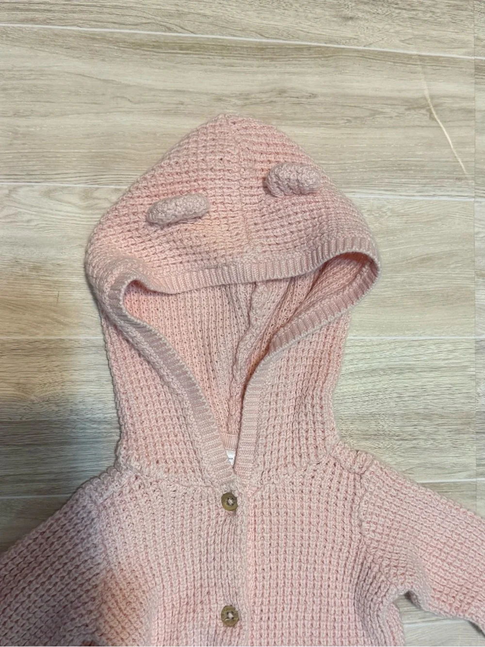Carter's Light Pink Hooded Knit Cardigan with Ears